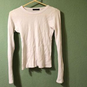 Brandy Melville white textured long sleeve shirt